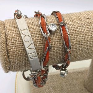 Goodworks SilverTone Love Leather Wrapped Bracelet